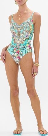 Camilla V Neck Underwire One Piece Gardens Of Queluz at Nordstrom, Size Small