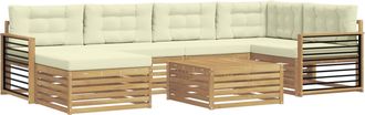 vidaXL Conjunto De Sof&aacute;s De Exterior 7 Uds. Blanco Y Crema Vidaxl