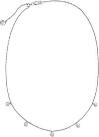 Monica Vinader Fiji Tiny Button Diamond Slider Necklace in Silver at Nordstrom Rack, Size 17 In