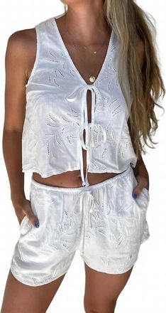 Bella Dahl Sleeveless Tie Front Top In White
