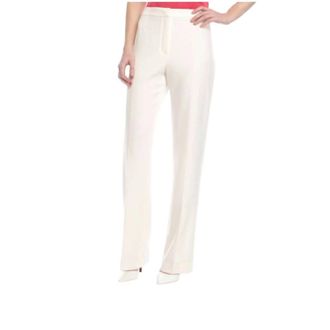 Kasper Womens Elegant Stretch Crepe Trouser Pants In Cream