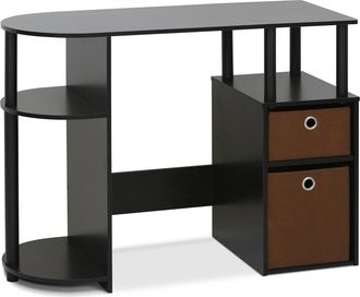 Furinno 15111 JAYA Simplistic Computer Study Desk with Bin Drawers, Espresso