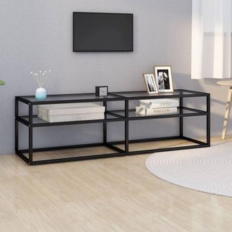 Berkfield Home TV Cabinet Transparent 140x40x40.5 cm Tempered Glass in Black