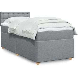 vidaXL Vidaxl - Cama Box Spring Con Colch&oacute;n Tela Gris Claro 100x200 Cm