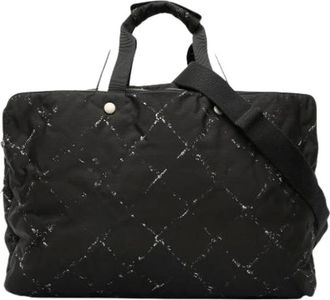 Chanel Pre-owned Weekend Bags, female, Black, Size: ONE SIZE Pre-owned Nylon Travel Bag