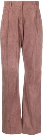 Brunello Cucinelli loose leather trousers - women - Leather/Polyester/Acetate - 42 - Pink