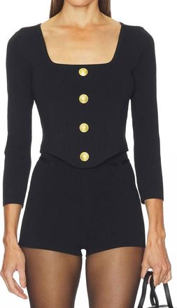 L'agence Sasha Knit Corset Top In Black/gold