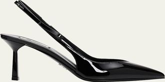 Prada 75mm Bow Leather Slingback Pumps