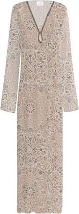 MC2 Saint Barth Agh 0001-09006L.09006L Lange Jurk - Dames - Maxi kleedjes - Beige - M - Polyester - Kleedjes