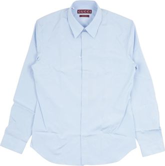 Gucci Poplin Katoenen Overhemd - Heren - Casual Overhemden - Blauw - L - Katoen - Overhemden