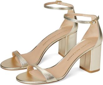 Stuart Weitzman Nudist Block 75 Womens Sandals Light Gold : 11 M, Leather