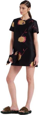 La DoubleJ Mini Swing Dress Derby Jacquard Black at Nordstrom, Size X-Small