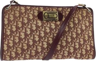 Dior Pre-owned Shoulder Bags, female, Red, Size: ONE SIZE Pre-owned Vintage Trotter Canvas Shoulder Bag
