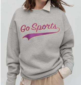 Favorite Daughter Go Sports Sweatshirt In Grey Purple