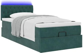 vidaXL Vidaxl - Estructura De Cama Otomana Con Colch&oacute;n Terciopelo Verde Oscuro