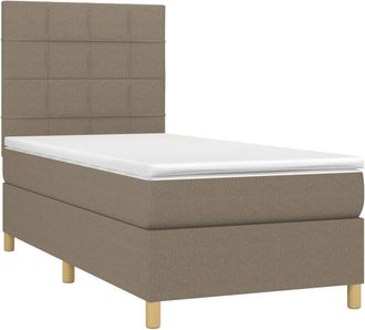 vidaXL Vidaxl - Cama Box Spring Colch&oacute;n Y Luces Led Tela Gris Taupe 90x190 Cm