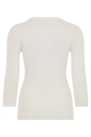 Elisabetta Franchi Ribbed Lyocell Polo Shirt - White
