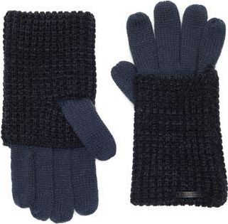 AllSaints Angled Stitch Marled Gloves in Black/Collegiate Blue at Nordstrom Rack