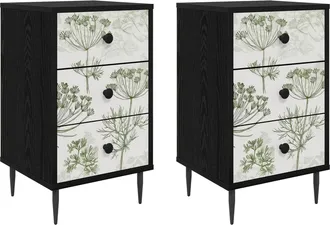 vidaXL Mesa De Noche Gotha 2 Uds. Roble Negro 36 X 33 X 61 Cm Vidaxl