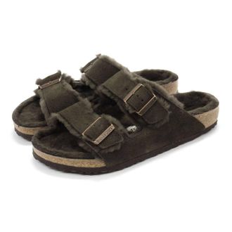 Birkenstock Mens Arizona Shearling Sandals In Mocha