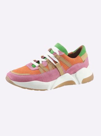 Heine Sneaker HEINE, Damen, Gr. 36, bunt (orange, bunt), Leder, Rindsleder, Schuhe Sneaker