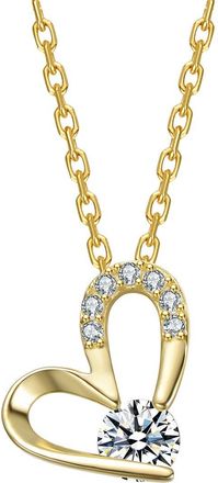 Rachel Glauber 14K Plated Cz Heart Necklace