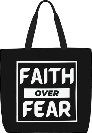 Generic Women Handbag Faith Over Fear Travel Tote Bag Waterproof Lightweight Shopping Bags, For Christmas, Holiday, Swim, Daily, School