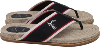 Christian Louboutin Hot Flip Slides in Multicolor Jute