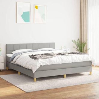 vidaXL Vidaxl - Cama Box Spring Con Colch&oacute;n Tela Gris Claro 180x200 Cm