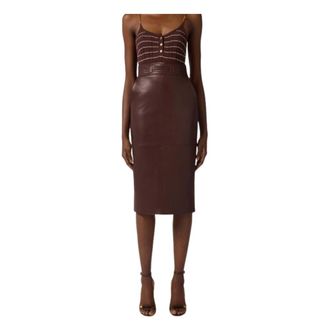 Elisabetta Franchi Midi Skirts, female, Brown, Size: XL Midi Skirt