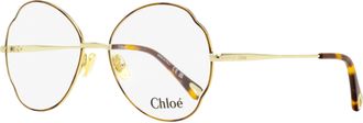 Chlo&eacute; Womens Scalloped Oval Eyeglasses CH0097O 004 Havana/Gold 53mm