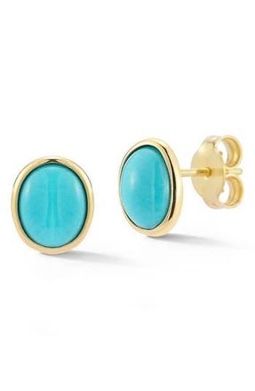Ember Fine Jewelry 14K Turquoise Stud Earrings in Gold at Nordstrom Rack