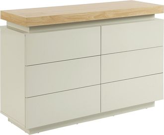 Vente-Unique C&oacute;moda - 6 cajones - MDF lacado - Con LEDs - Color: Natural y Beige - HALO