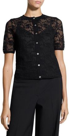 Theory Lace Cardigan in Black at Nordstrom, Size Petite