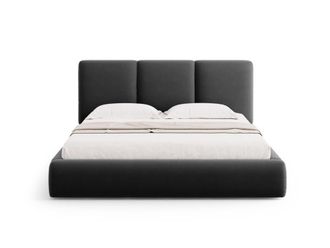 Cosmopolitan Design Cama con cabecero y ba&uacute;l 160x200cm de terciopelo gris oscuro