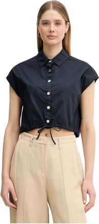 Gaud&igrave; Cropped Katoenen Shirt - Dames - Overhemden - Blauw - XS - Katoen - Overhemden