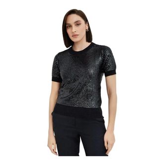 P.A.R.O.S.H. Blouses, female, Blue, S, Sequin Embellished Navy Knit Top