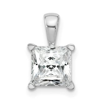 Diamond2Deal 14k White Gold 2 Ct Princess Cut Lab Grown Diamond Pendant