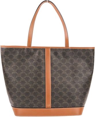 Celine Cabas Black Brown Leather Shoulder Bag Tote Bag (Pre-Owned)