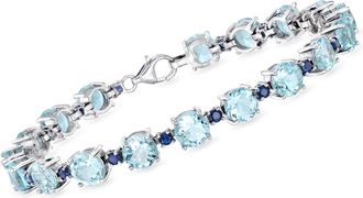 Ross-Simons Sky Blue Topaz and Sapphire Tennis Bracelet in Sterling Silver
