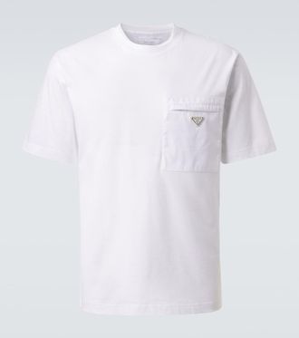 Prada T-shirt in jersey di cotone e Re-Nylon