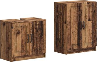vidaXL Juego De Gabinete De Ba&ntilde;o De 2 Piezas Utrecht Madera Envejecida Vidaxl