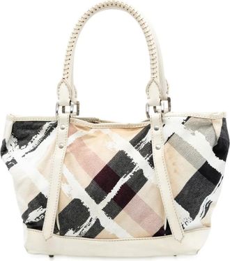 Burberry Borsa tote in tela dipinta con motivo Supernova Check 2000-2017 - Marrone