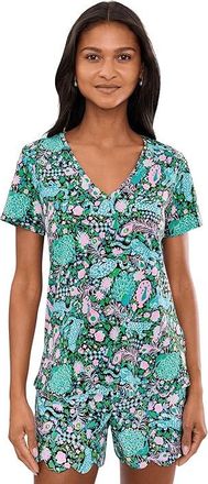 Lilly Pulitzer Maryetta Top Womens Blouse Royal Zoo : XXS, Cotton