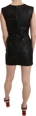 John Richmond Black Leather Studded Mini Shift Womens Dress