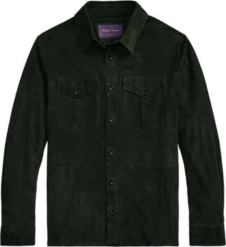 Ralph Lauren Purple Label Giacca-camicia in pelle scamosciata - Verde