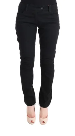 Ermanno Scervino Black Cotton Slim Fit Casual Womens Pants