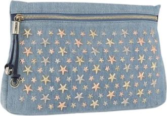 Jimmy Choo London Pre-owned Clutches, female, Blue, Size: ONE SIZE Pre-owned Canvas Clutch