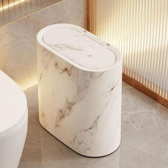 OEM Cubo De Basura De Cocina - Cubo De Basura Con Tapa - Limpieza Sin Olores - Dise&ntilde;o Delgado - 12 Litros - Blanco