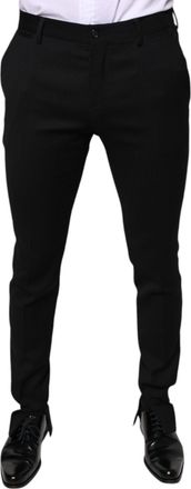 Dolce & Gabbana Black Wool Skinny Formal Dress Mens Pants
